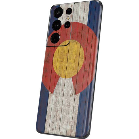 Colorado Flag Dark Wood Galaxy S21 Ultra 5G Skin