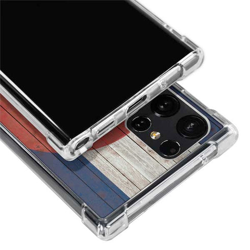 Colorado Flag Dark Wood Galaxy S22 Ultra Clear Case
