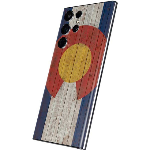 Colorado Flag Dark Wood Galaxy S22 Ultra Skin