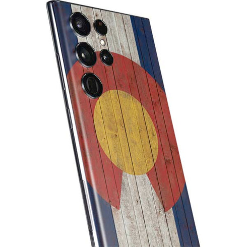 Colorado Flag Dark Wood Galaxy S22 Ultra Skin