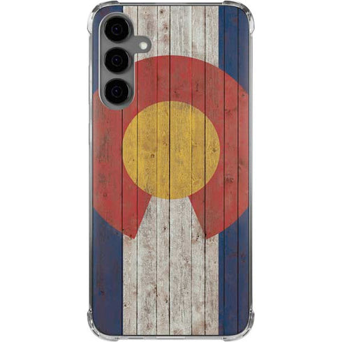 Colorado Flag Dark Wood Galaxy S24 Plus Clear Case