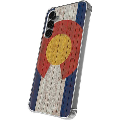 Colorado Flag Dark Wood Galaxy S24 Plus Clear Case