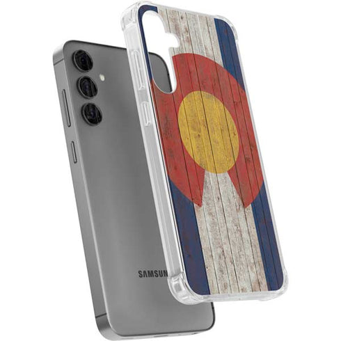 Colorado Flag Dark Wood Galaxy S24 Plus Clear Case