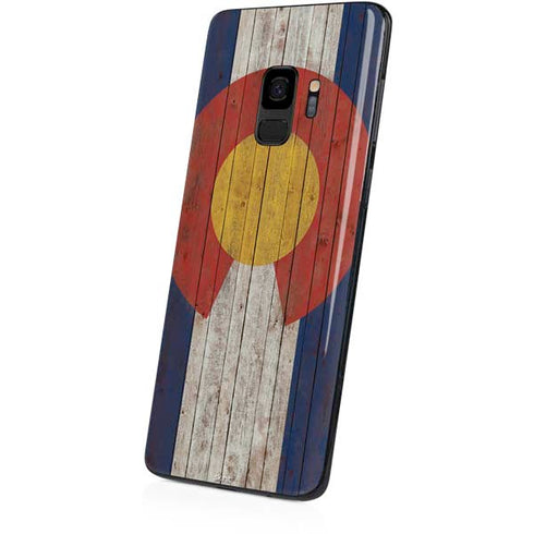 Colorado Flag Dark Wood Galaxy S9 Skin