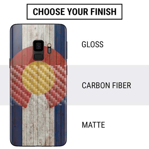 Colorado Flag Dark Wood Galaxy S9 Skin