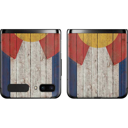 Colorado Flag Dark Wood Galaxy Z Flip Skin