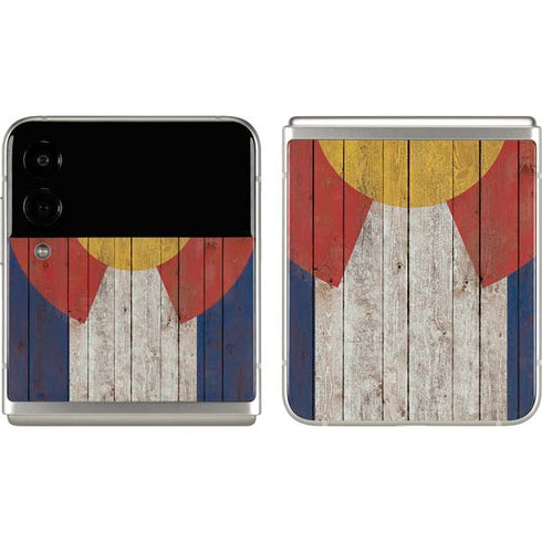 Colorado Flag Dark Wood Galaxy Z Flip3 5G Skin
