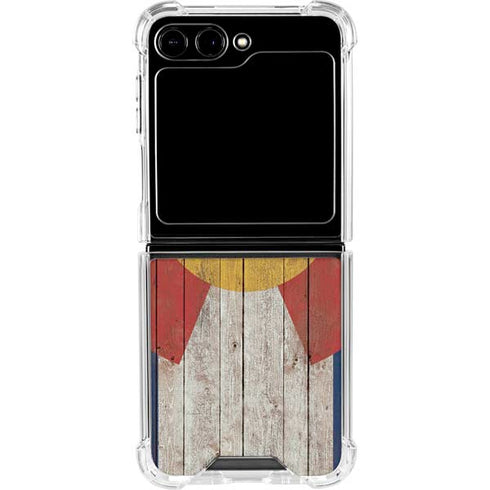 Colorado Flag Dark Wood Galaxy Z Flip5 5G Clear Case