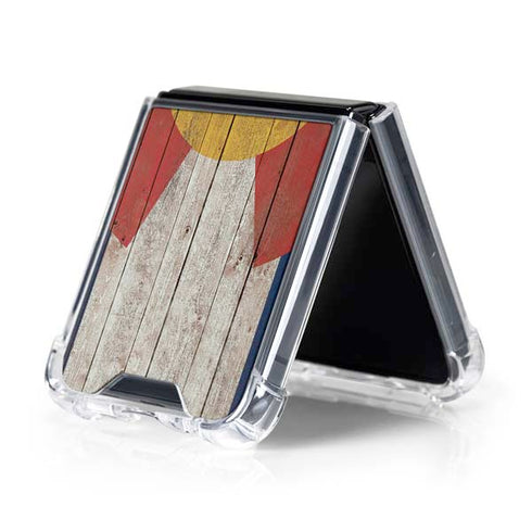 Colorado Flag Dark Wood Galaxy Z Flip5 5G Clear Case