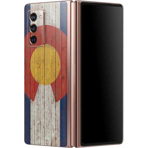 Colorado Flag Dark Wood Galaxy Z Fold2 5G Skin