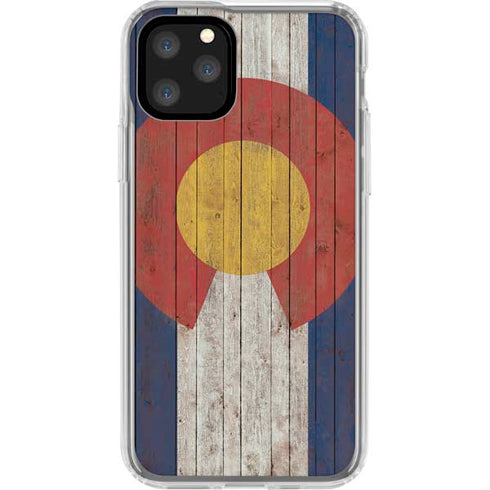 Colorado Flag Dark Wood iPhone 11 Pro Clear Case