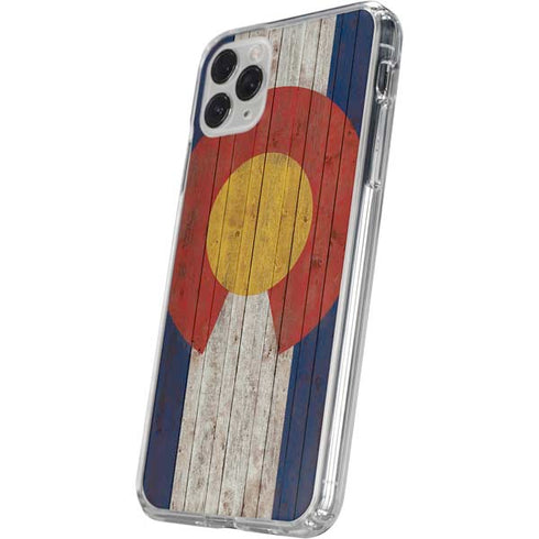 Colorado Flag Dark Wood iPhone 11 Pro Clear Case