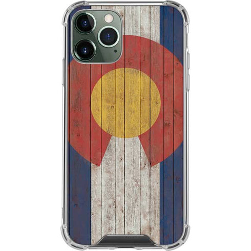 Colorado Flag Dark Wood iPhone 11 Pro Max Clear Case