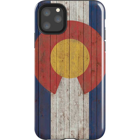 Colorado Flag Dark Wood iPhone 11 Pro Max Impact Case