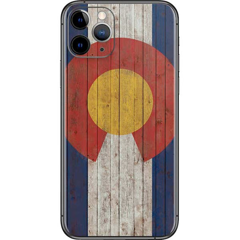 Colorado Flag Dark Wood iPhone 11 Pro Skin