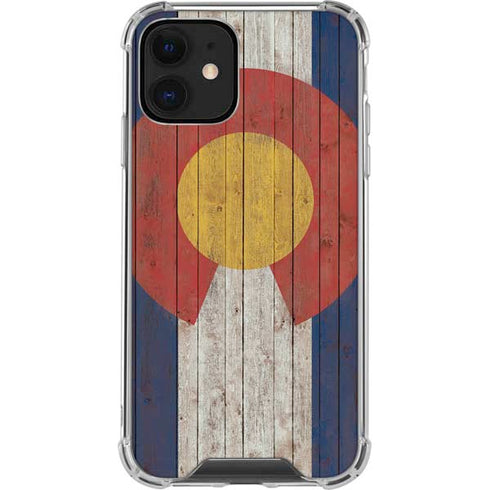Colorado Flag Dark Wood iPhone 12 Clear Case
