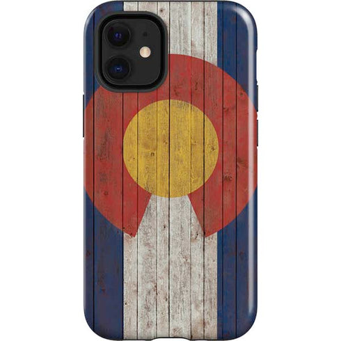 Colorado Flag Dark Wood iPhone 12 Mini Impact Case