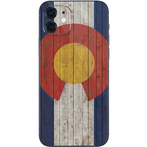 Colorado Flag Dark Wood iPhone 12 Mini Skin