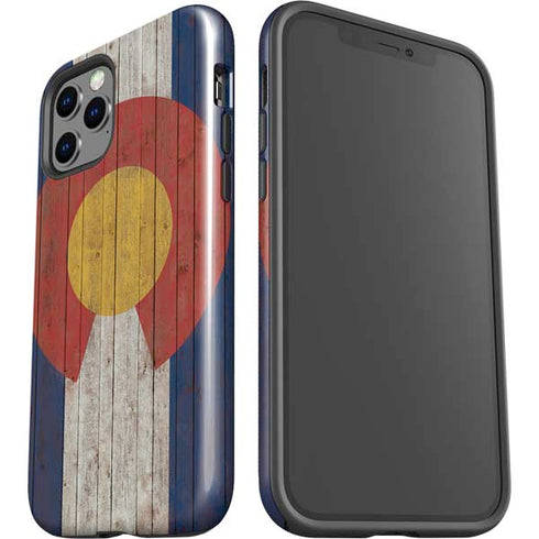 Colorado Flag Dark Wood iPhone 12 Pro Impact Case