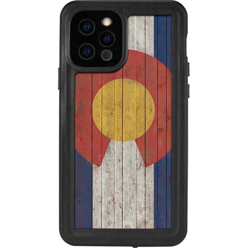 Colorado Flag Dark Wood iPhone 12 Pro Waterproof Case