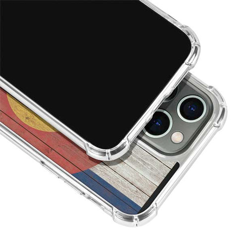 Colorado Flag Dark Wood iPhone 13 Pro Clear Case