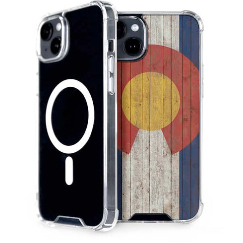 Colorado Flag Dark Wood iPhone 14 MagSafe Case