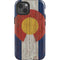 Colorado Flag Dark Wood iPhone 14 Impact Case