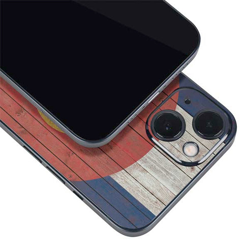 Colorado Flag Dark Wood iPhone 14 Skin