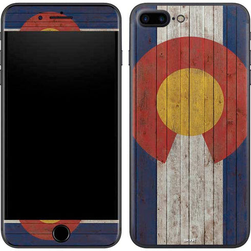 Colorado Flag Dark Wood iPhone 8 Plus Skin