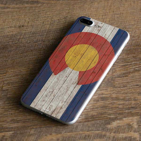 Colorado Flag Dark Wood iPhone 8 Plus Skin