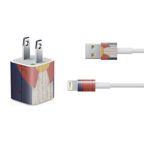 Colorado Flag Dark Wood iPhone Charger (5W USB) Skin
