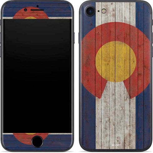Colorado Flag Dark Wood iPhone SE (2nd & 3rd Gen) Skin