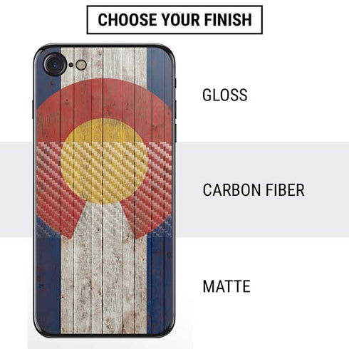 Colorado Flag Dark Wood iPhone SE (2nd & 3rd Gen) Skin
