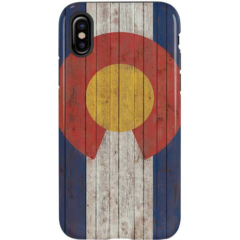 Colorado Flag Dark Wood iPhone X Pro Case