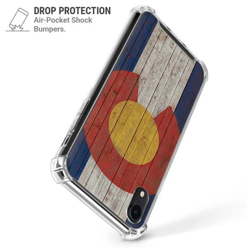 Colorado Flag Dark Wood iPhone XR Clear Case