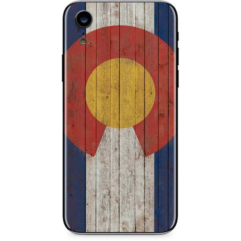 Colorado Flag Dark Wood iPhone XR Skin