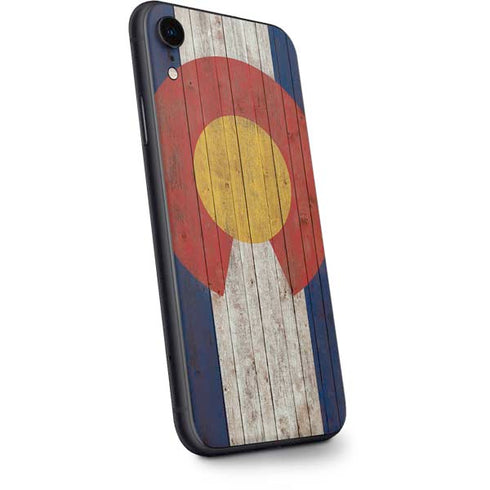 Colorado Flag Dark Wood iPhone XR Skin