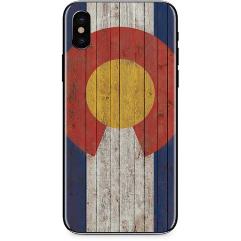 Colorado Flag Dark Wood iPhone XS Max Skin
