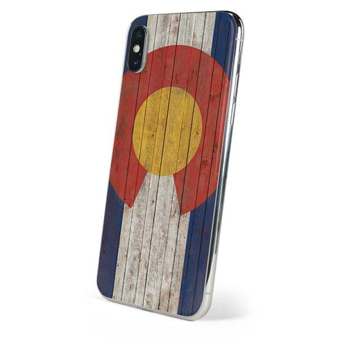 Colorado Flag Dark Wood iPhone XS Max Skin
