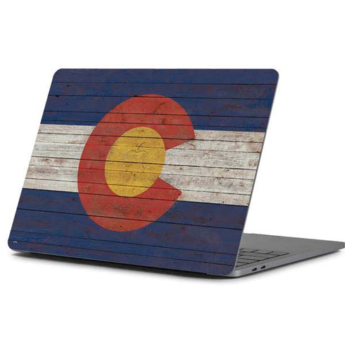 Colorado Flag Dark Wood Apple MacBook Pro 13-inch Skin
