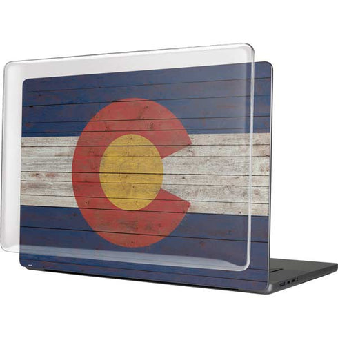 Colorado Flag Dark Wood MacBook Pro 16in (2021-25) Case plus Skin