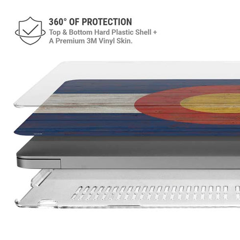 Colorado Flag Dark Wood MacBook Pro 16in (2021-25) Case plus Skin