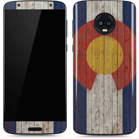 Colorado Flag Dark Wood Moto G6 Skin