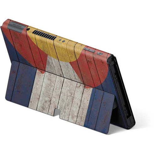 Colorado Flag Dark Wood Nintendo Switch OLED (2021) Skin