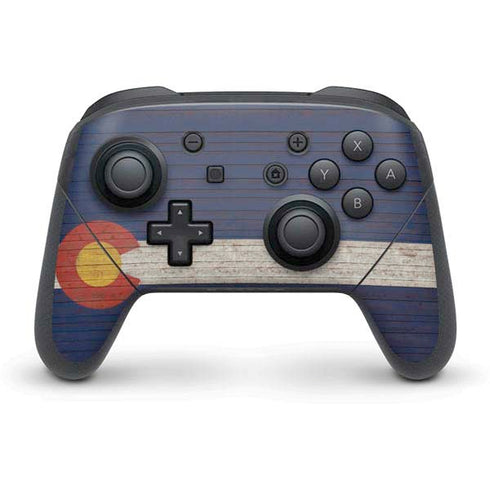 Colorado Flag Dark Wood Nintendo Switch Pro Controller Skin