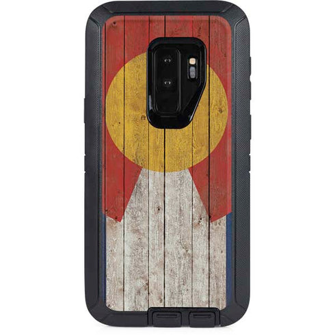Colorado Flag Dark Wood Otterbox Defender Galaxy Skin