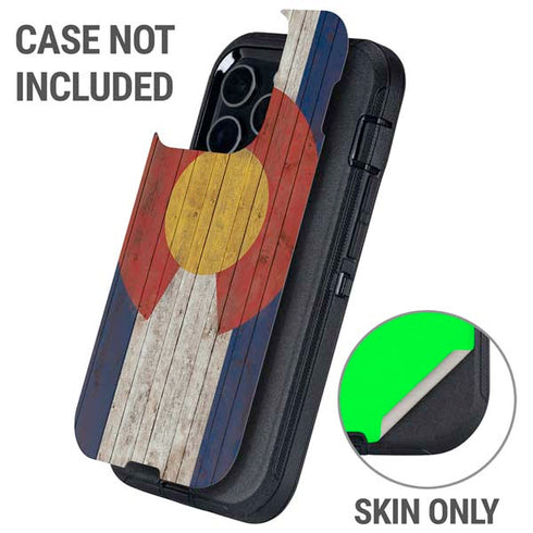 Colorado Flag Dark Wood Otterbox Defender iPhone Skin
