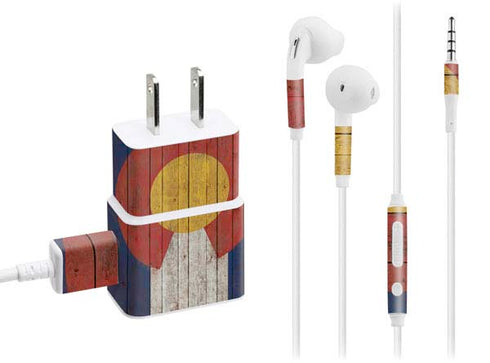 Colorado Flag Dark Wood Phone Charger Skin