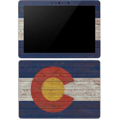 Colorado Flag Dark Wood Surface Go Skin
