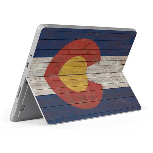 Colorado Flag Dark Wood Surface Go Skin
